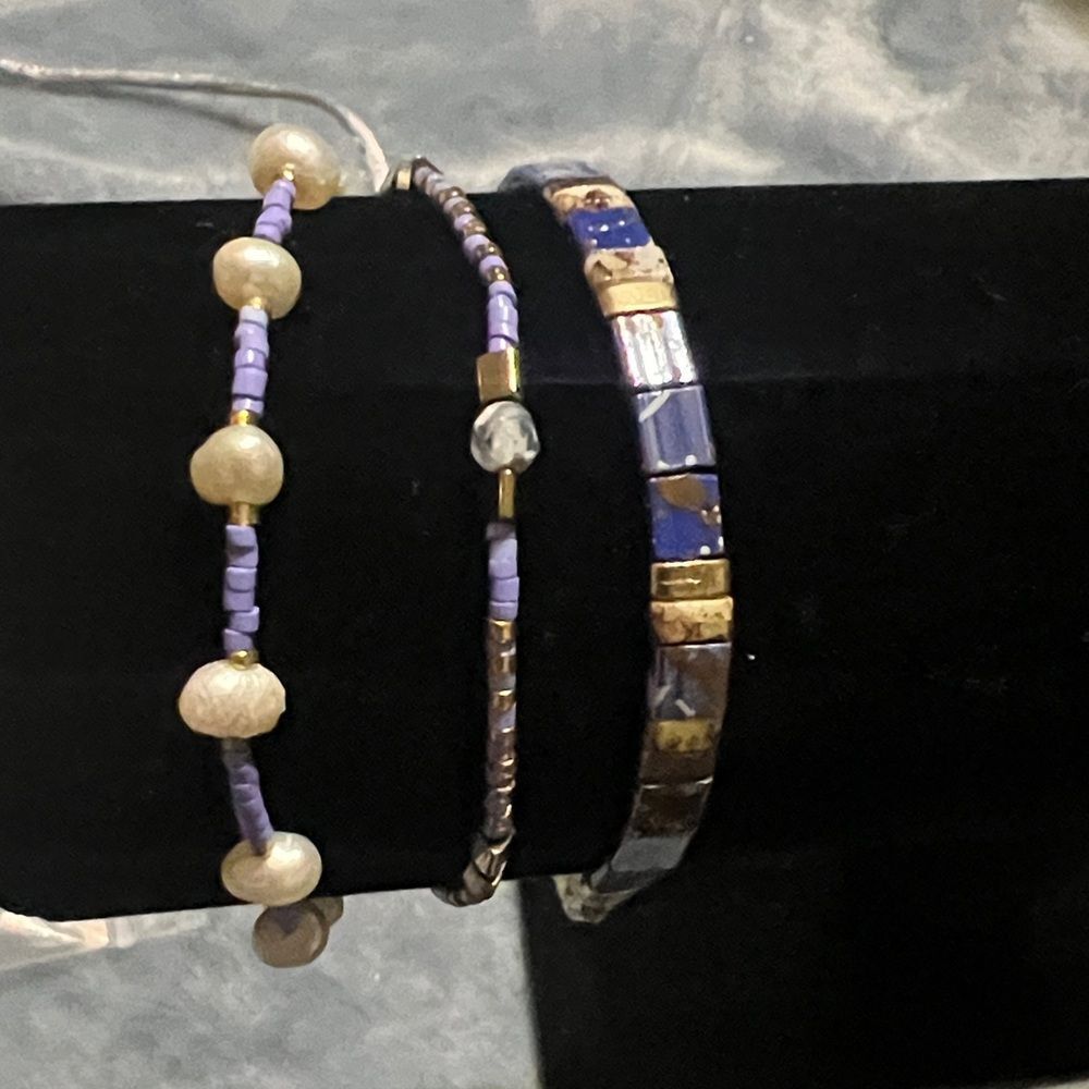 Chic Purple and Gold Bracelet Trio